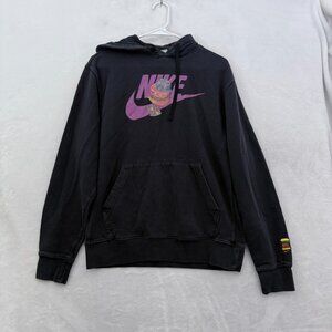 Nike Hoodie Mens S Black Hamburger Embroidered Sweatshirt Pullover